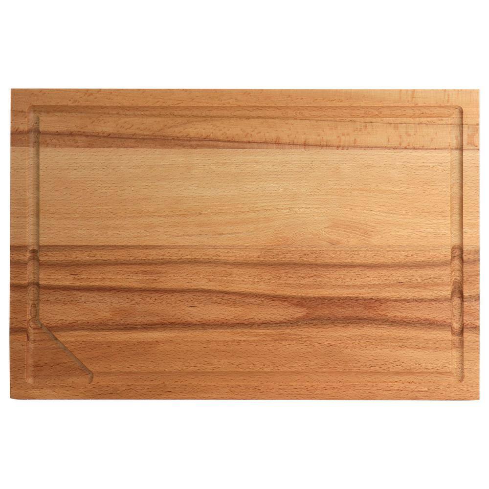 Cream Handle 3-Piece Beechwood Carving Board and Cutlery Set