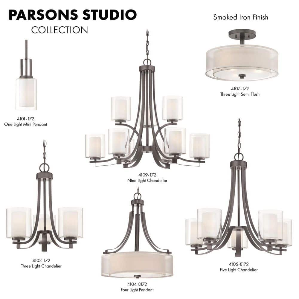 Smoked Iron Mini 3-Light Chandelier with Clear & Etched Glass