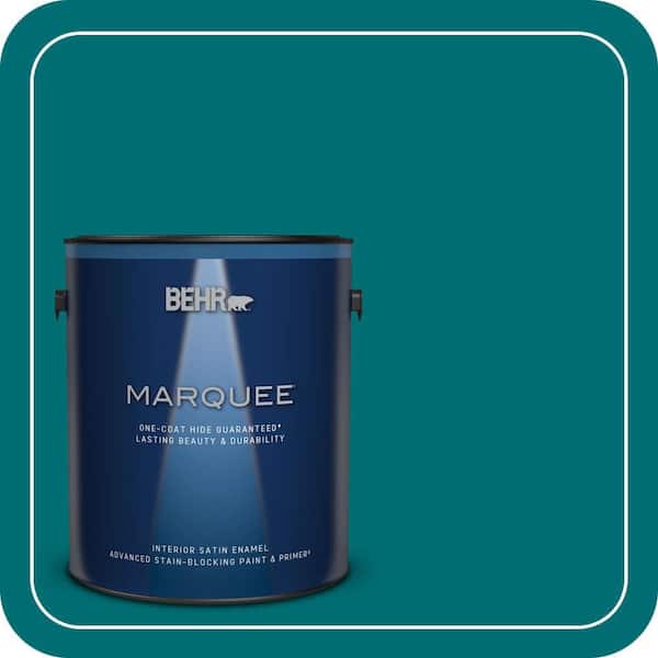 BEHR MARQUEE 1 gal. #MQ6-35 Teal Motif One-Coat Hide Satin Enamel Interior Paint & Primer