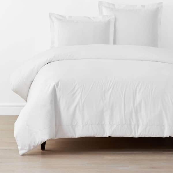 Company Cotton Scallop White King Cotton Percale Duvet Cover