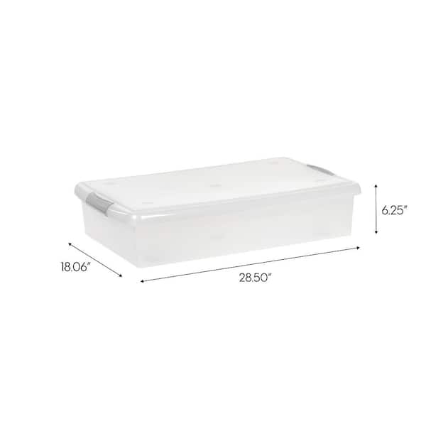 IRIS 40 qt. Stack & Pull Clear Storage Box, Lid Gray 500209 - The Home Depot