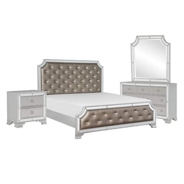 Benjara Zoko 5-Piece Ash Gray Queen Engineered Wood Bedroom