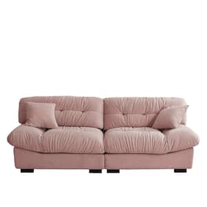 89 in. Overstuffed Anti Cat Scratch Fabric Armless 2-Seats Leisure Sofa Room Furniture Couch for Apartment in Pink