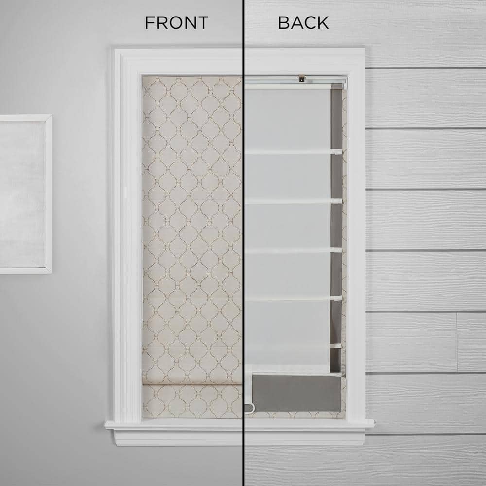 Linen Cordless Blackout Roman Shade with Ogee Pattern, 31" x 64"