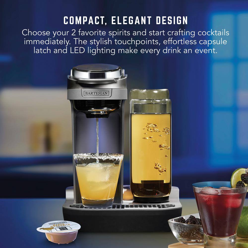 Bartesian Gray Digital Cocktail Blender with Glass Bottles