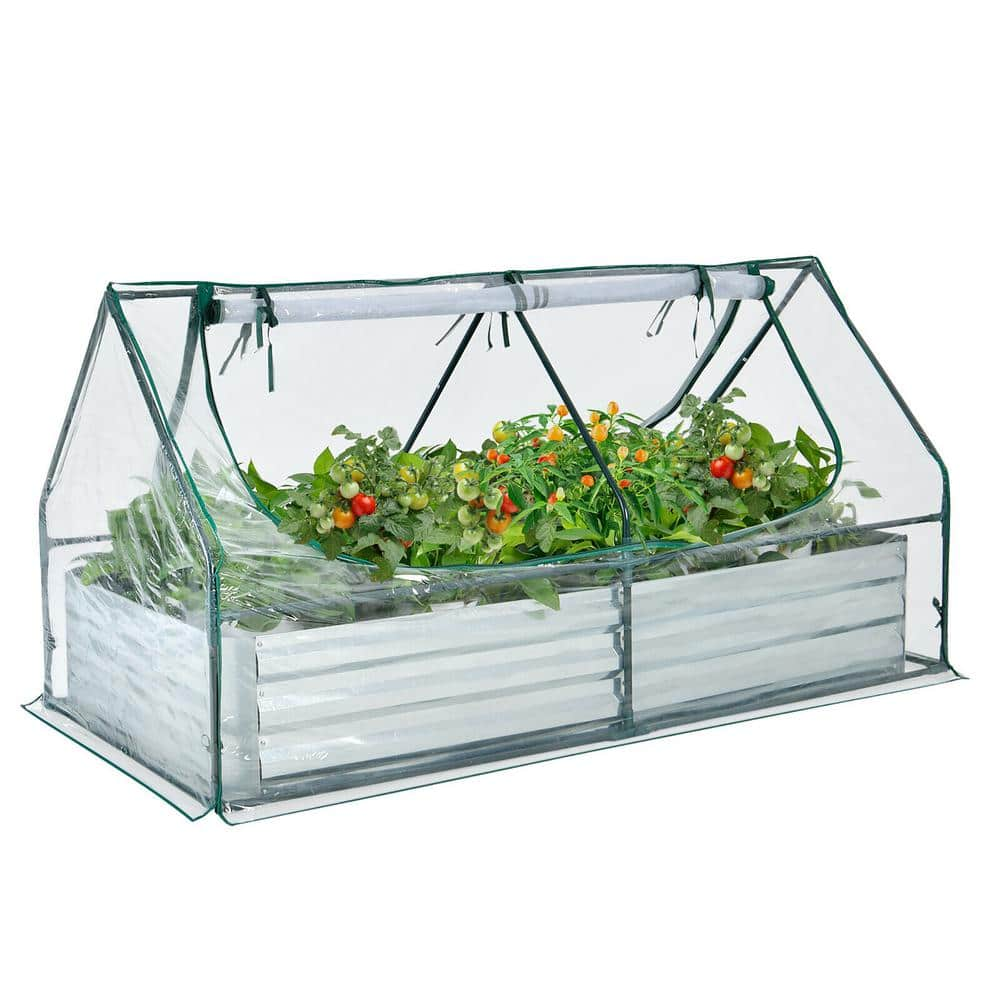 Gymax Wooden Cold Frame Greenhouse Raised Planter Protection for