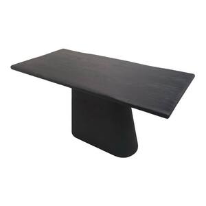 Transitional Costello Black Wood Top 70 in. Pedestal Base Dining Table Seats up to 6
