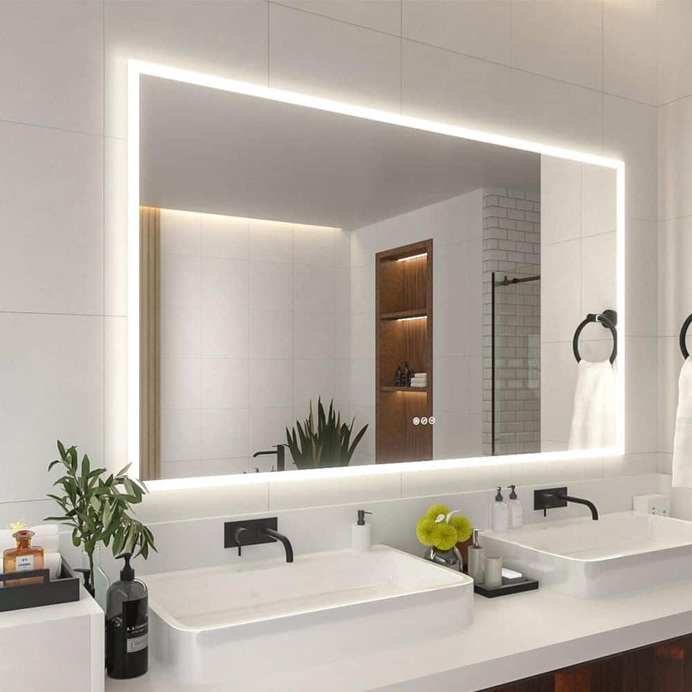 Clear 60" x 36" Frameless LED Bathroom Vanity Mirror