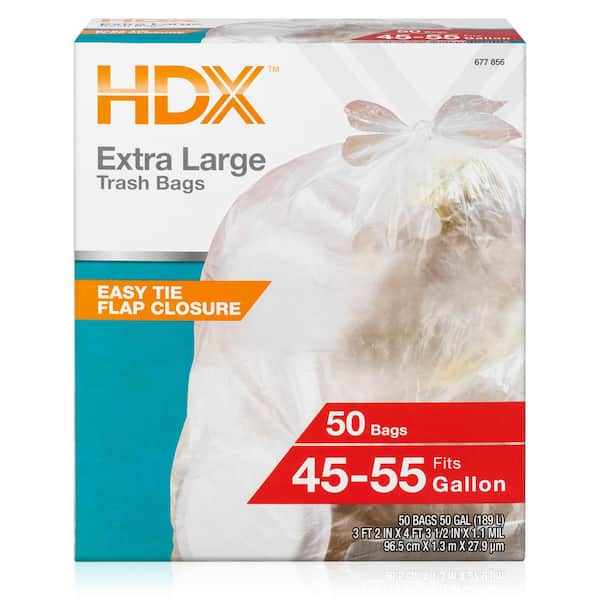 HDX 50 Gal. Clear Extra Large Trash Bags (50 Count) HDX50GC - The Home ...