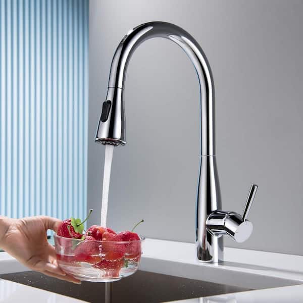 16.57 in. H Single Hole 1.8 GPM Pull Down Sprayer Kitchen Faucet with 360° Spout Swivel in Chrome