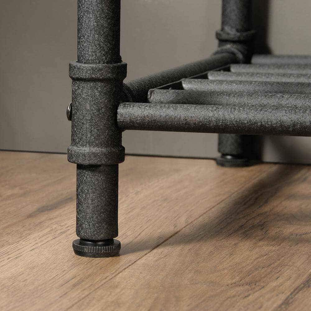 Iron City Checked Oak 5-Shelf Industrial Bookcase