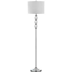 Riga 60.25 in. Clear Crystal Floor Lamp with Off-White Shade