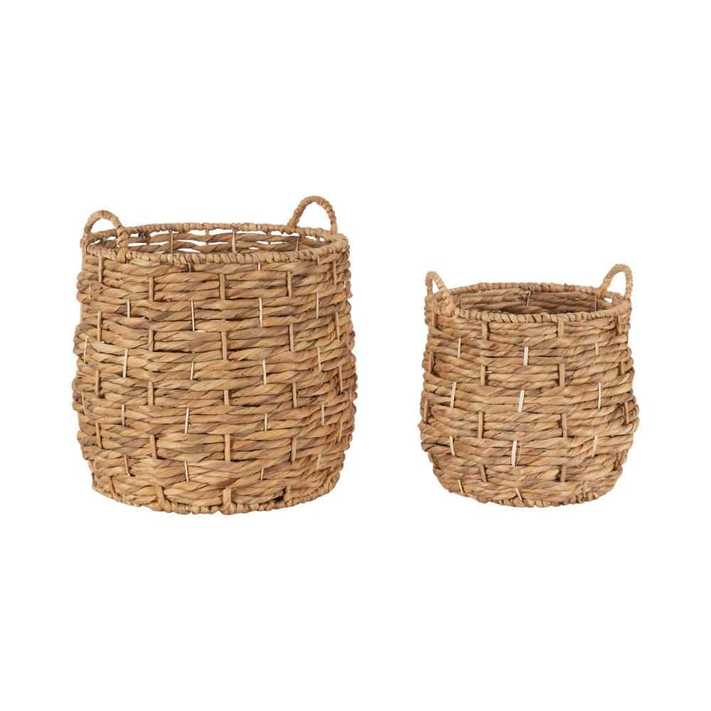 Natural Wicker Round Storage Basket Set, 16" and 13"