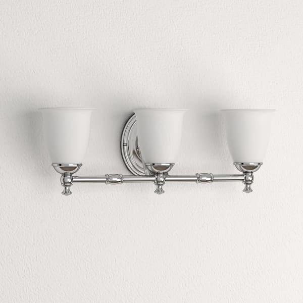 Progress Lighting Victorian Collection 3-Light Polished Chrome White Opal  Glass Farmhouse Bath Vanity Light P3029-15 The Home Depot