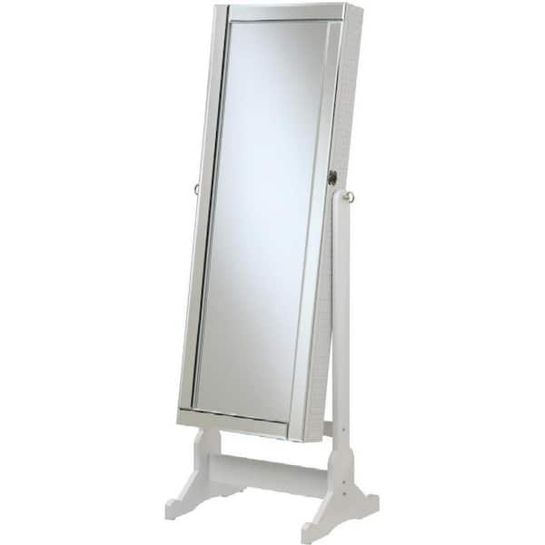 Large White Wood Hooks Modern Mirror (57 in. H X 20.75 in. W)
