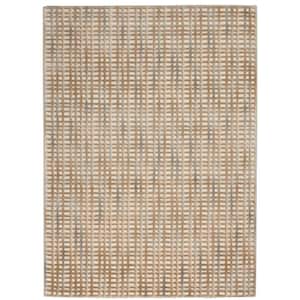 Solace Beige/Blue 2 ft. x 7 ft. Abstract Contemporary Kitchen Runner Area Rug