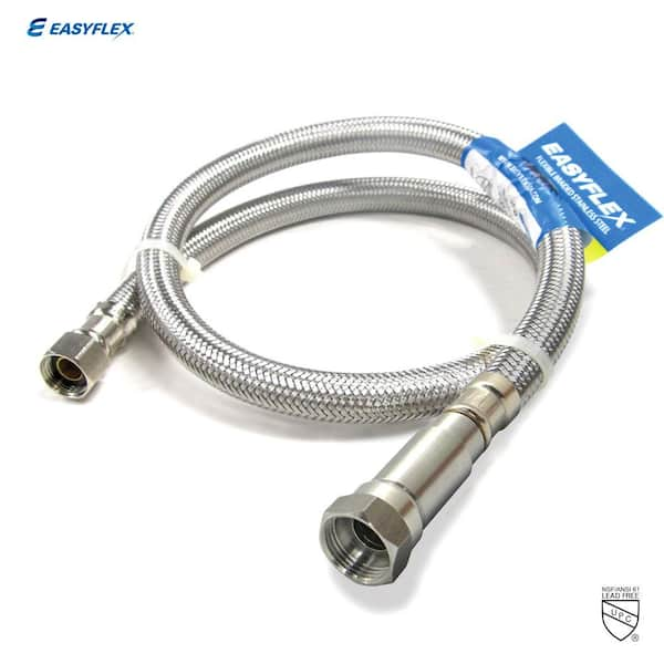 EasyFlex SafeFlow 3/8 in. C with EFV x 1/2 in. FIP 16 in. L Stainless Steel Braided Faucet Connector