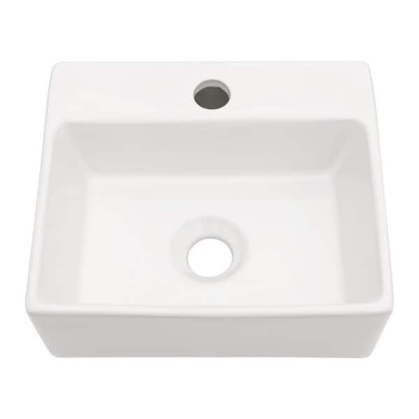 Anky 4.8 in. H Wall Mounted Bathroom Sink in White Ceramic