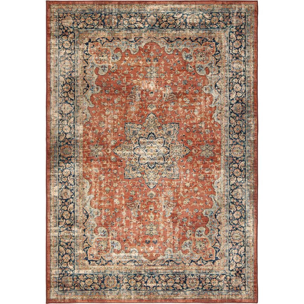 Round Orian Rugs Orian Rugs Rondure Red Indoor 5 ft. x 7 ft. Area Rug 441611 - The Home ...