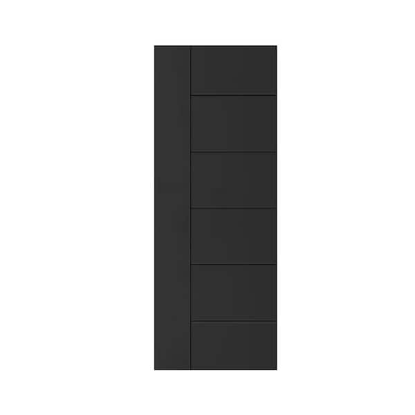 CALHOME Modern Classic 24 in. x 84 in. Black Stained Composite MDF Paneled Barn Door Slab