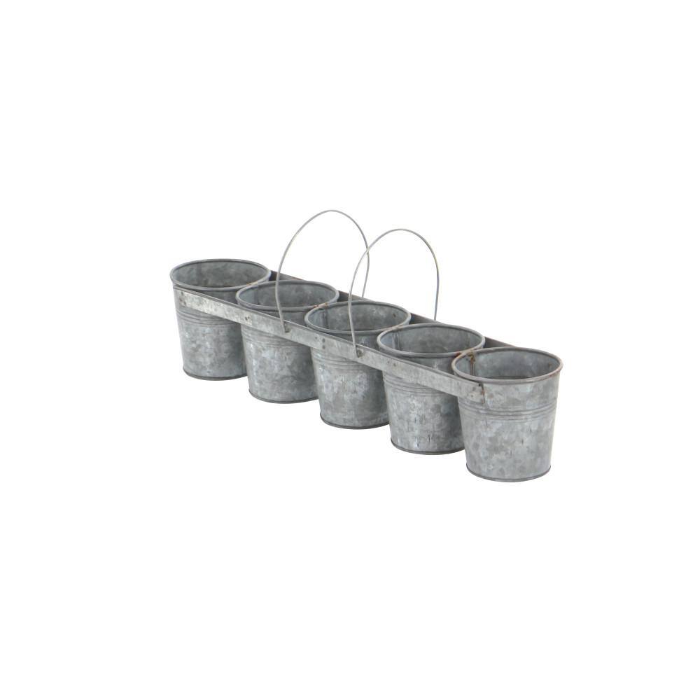 23" Gray Iron 5-Pail Farmhouse Planter with Arched Handles