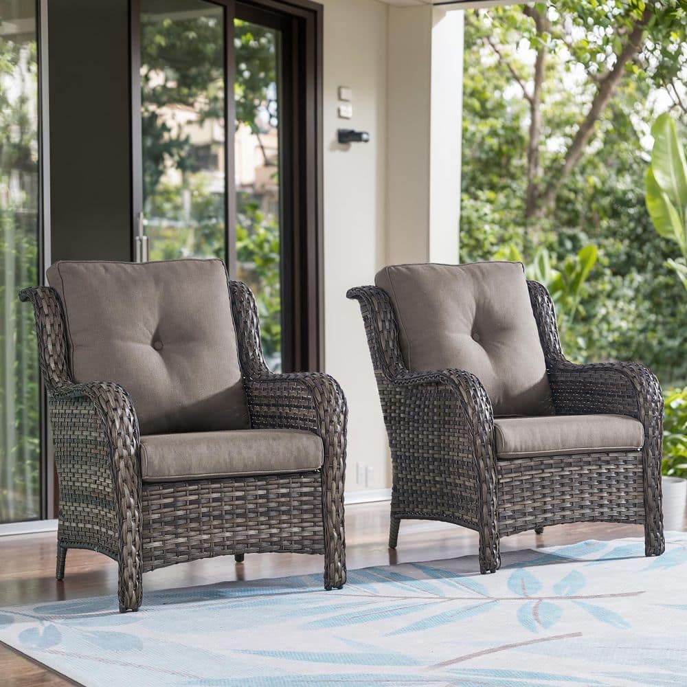 ArcoBay Metal and Gray Wicker Outdoor Lounge Chair with Olefin Gray Cushions (2-Pack) price history on PriceWatchPro