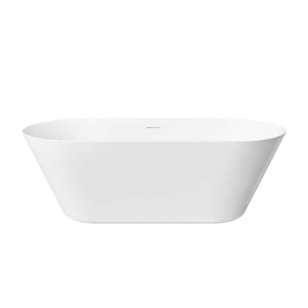 Sable 71 in. x 33.5 in. Acrylic Flatbottom Double Ended Freestanding Soaking Bathtub with Drain and Overflow in White