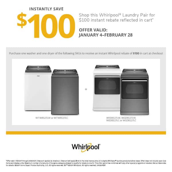 Whirlpool 5.2-5.3 Cu. Ft. Smart Top Load Washer with 2 in 1 Removable  Agitator White WTW8127LW - Best Buy