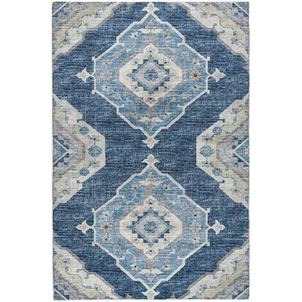 Dream Shag Premium Machine Washable Abstract ADS91 Blue 10 ft. x 14 ft. Area Rug