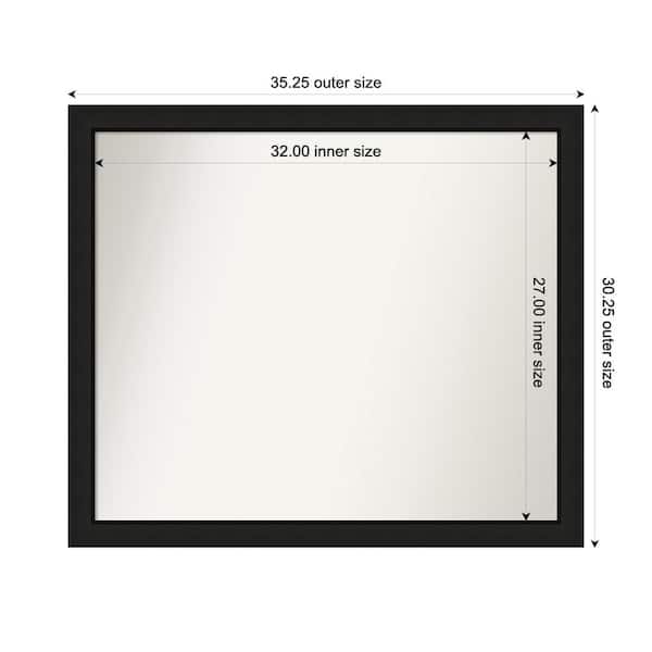 Amanti Art Midnight Black Narrow 35.25 in. x 30.25 in. Custom Non-Beveled Wood FramedBathroom Vanity Wall Mirror