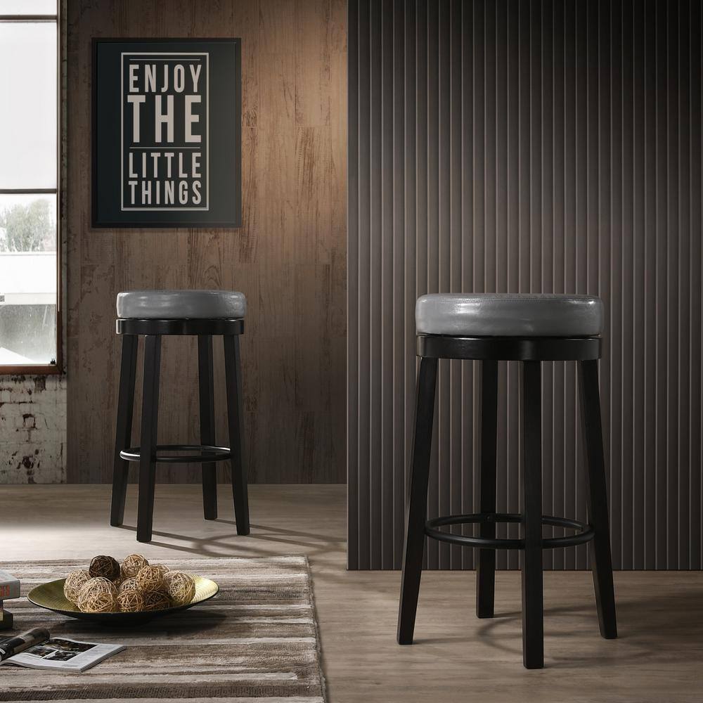 Rustic Farmhouse Swivel 30" Bar Stool in Gray and Espresso, Set of 2
