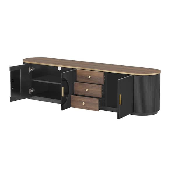70.8 in. W x 15.8 in. D x 18.2 in. H Bathroom Black Linen Cabinet