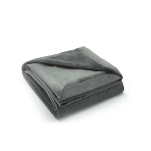Seren Charcoal Polyester Velvet 50 in. W x 60 in. L Indoor Throw (1-Throw Blanket)