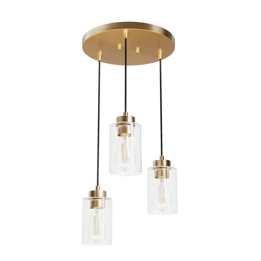 Alturas Gold 3-Light Seeded Glass Cluster Pendant