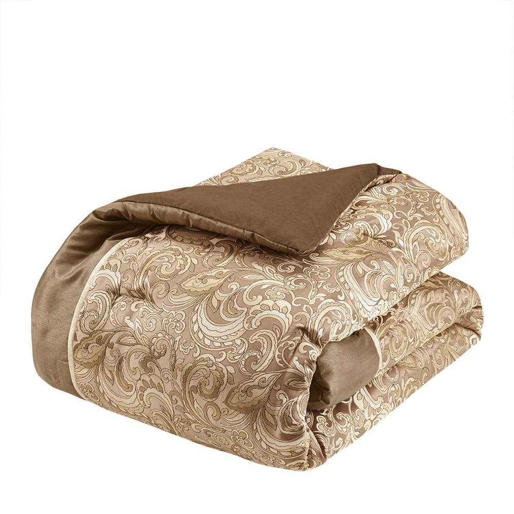 Brown and Gold Paisley Queen Bed in a Bag Set