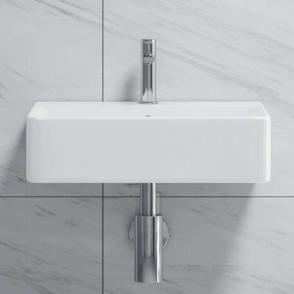 Turner 20" White Ceramic Rectangular Wall-Mount Bathroom Sink
