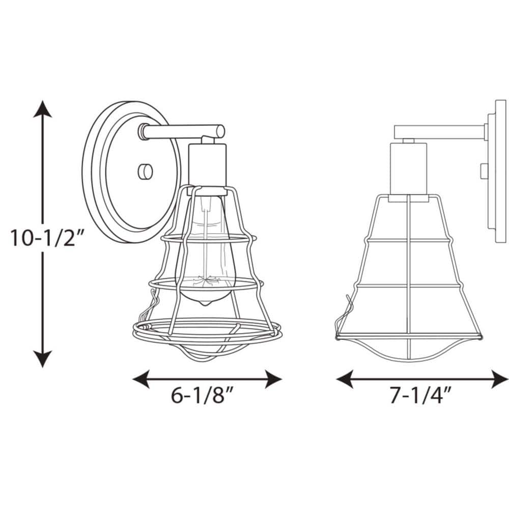 Graphite Black Industrial Cage Bathroom Sconce Light