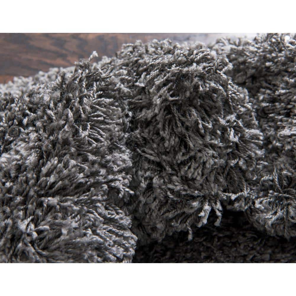 Graphite Gray Reversible Shag Rectangular Rug, Easy Care & Stain-Resistant