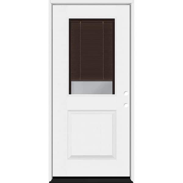 Legacy 30 in. x 80 in. 1/2 Lite Clear Glass Mocha MB LHIS Primed Unfinished Fiberglass Prehung Door w/6-9/16 in. Jamb
