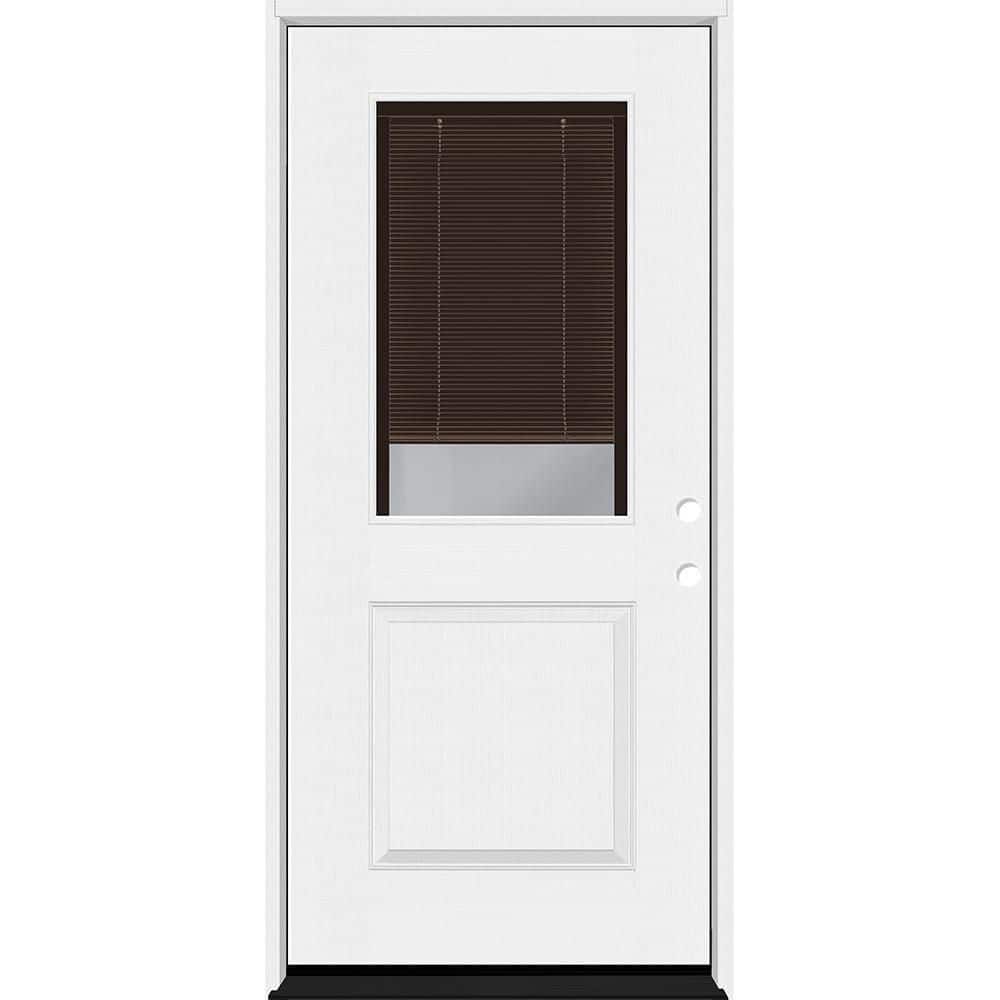 Legacy 32 in. x 80 in. 1/2 Lite Clear Glass Mocha Miniblind LHIS White Finish Fiberglass Prehung Door w/6-9/16 in. Jamb price history on PriceWatchPro
