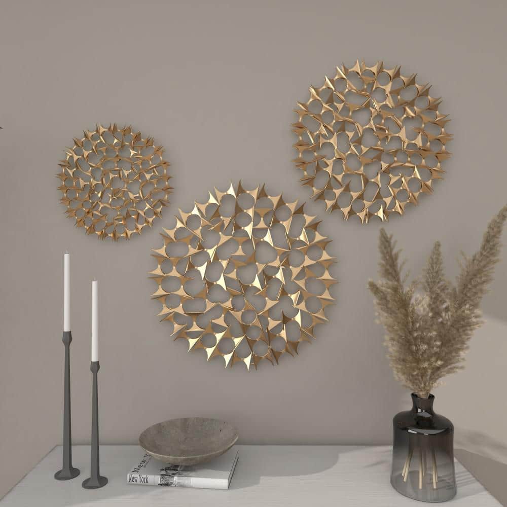Gold Metal Winter Wall Sculpture Set, 23"