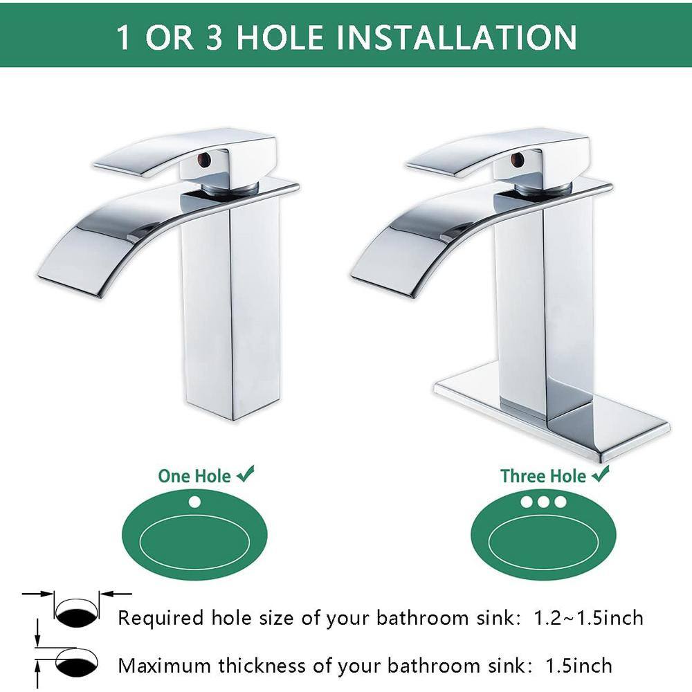 Chrome Modern Single Handle Waterfall Bathroom Faucet