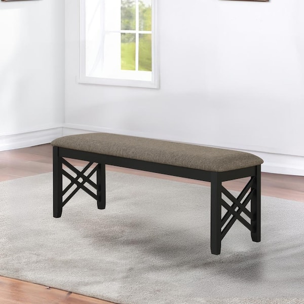 NEW CLASSIC HOME FURNISHINGS New Classic Furniture Potomac Brown/Black Dining Bedroom Bench with Fabric Seat