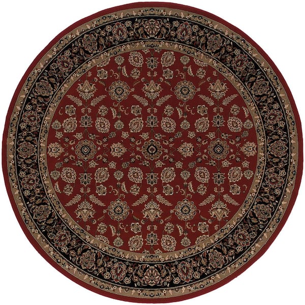 Alyssa Red/Black 6 ft. x 6 ft. Round Classic Border Area Rug