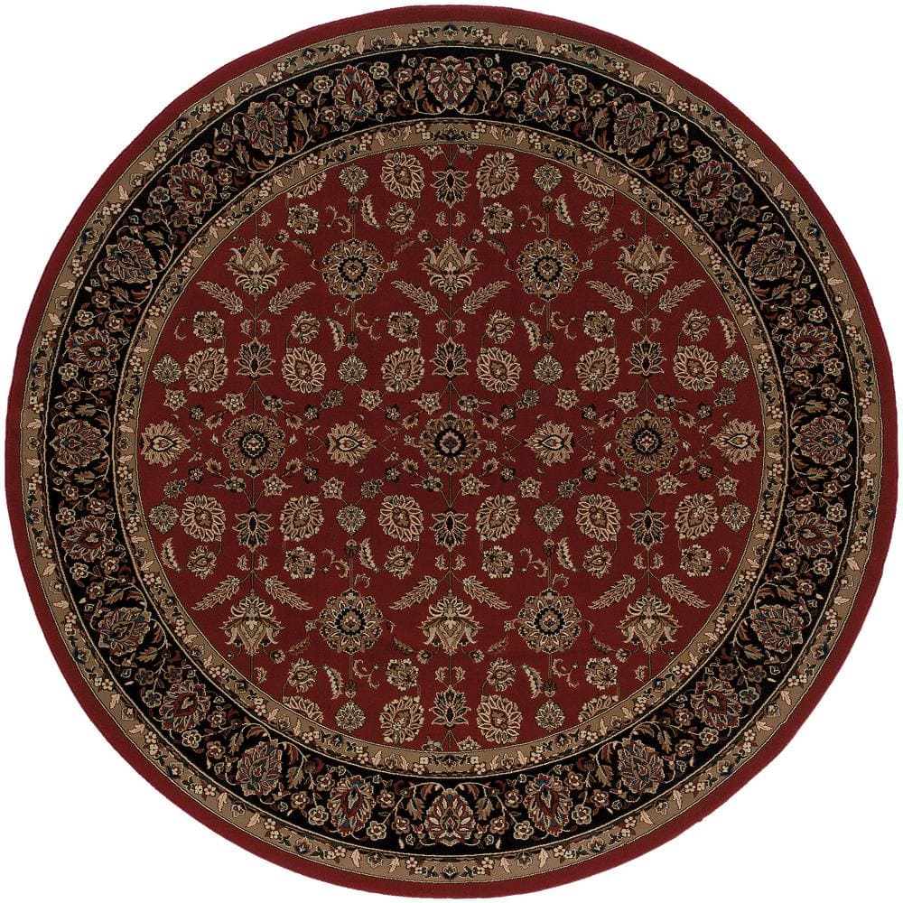 AVERLEY HOME Alyssa Red/Black 8 ft. x 8 ft. Round Classic Border Area ...