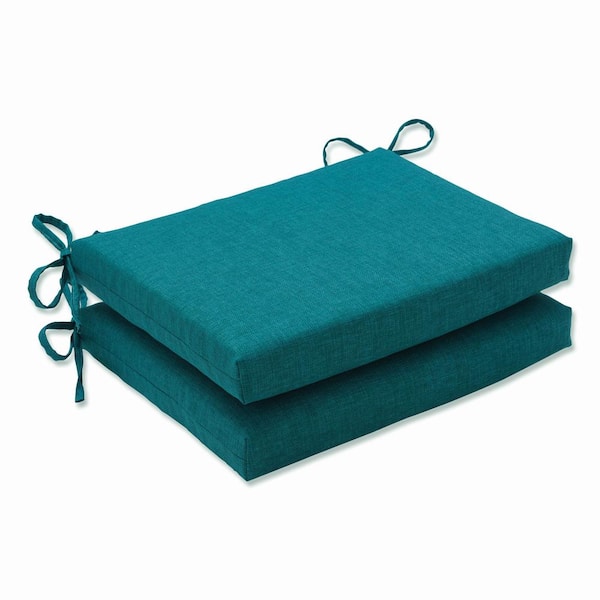 Pillow Perfect Solid 18.5 in. x 16 in. Outdoor Dining Chair Cushion in Green (Set of 2)