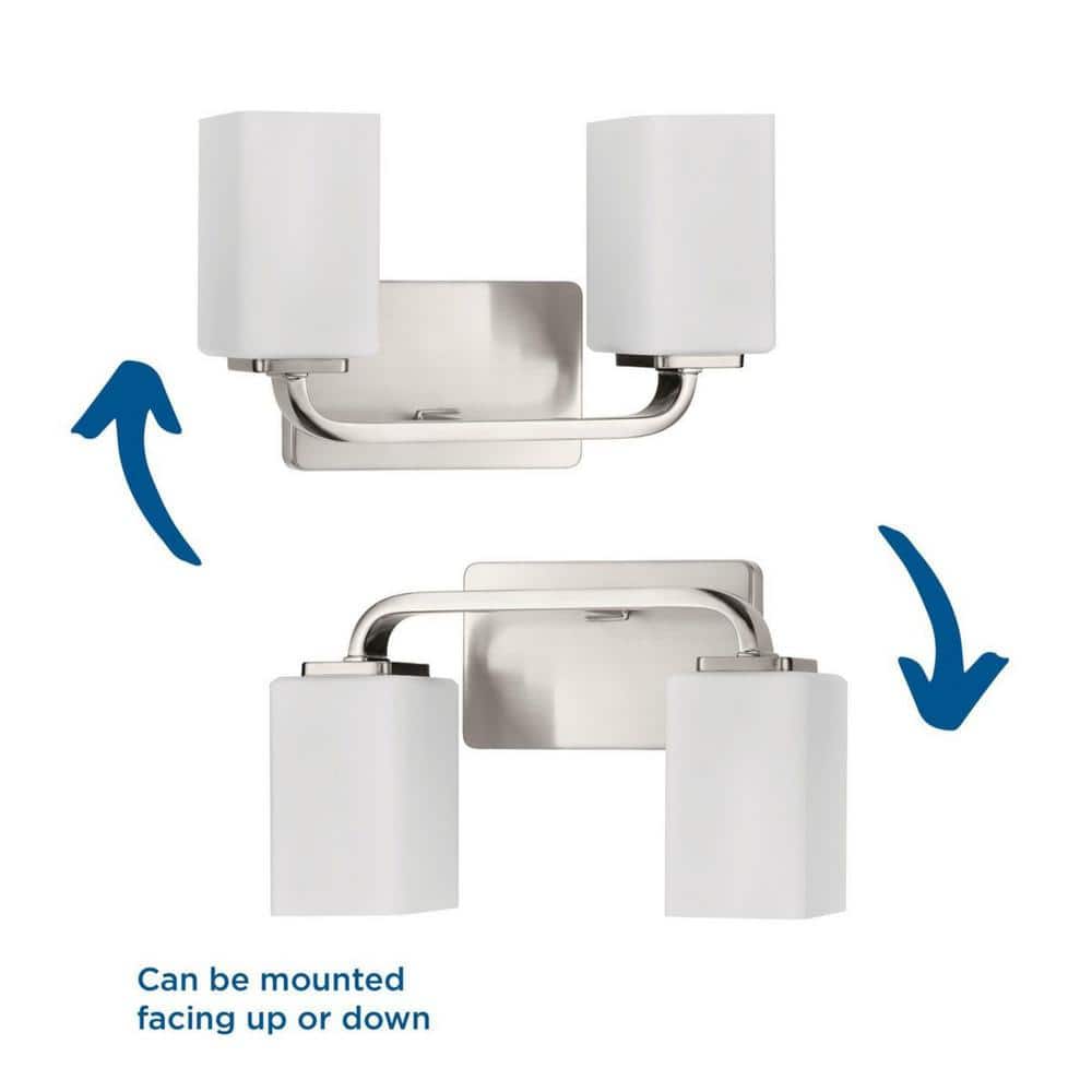 Cowan Brushed Nickel 2-Light Wall Sconce with Etched Opal Glass