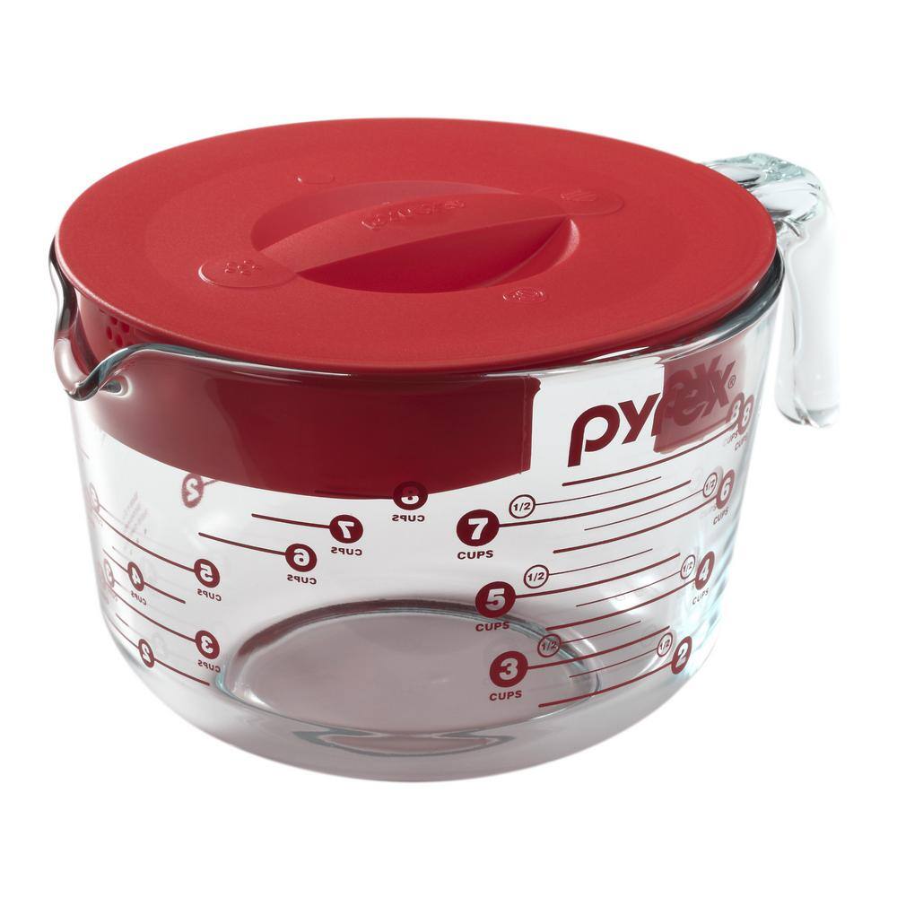 UPC 071160089556 product image for Pyrex Clear Measuring Cup with Red Lid | upcitemdb.com