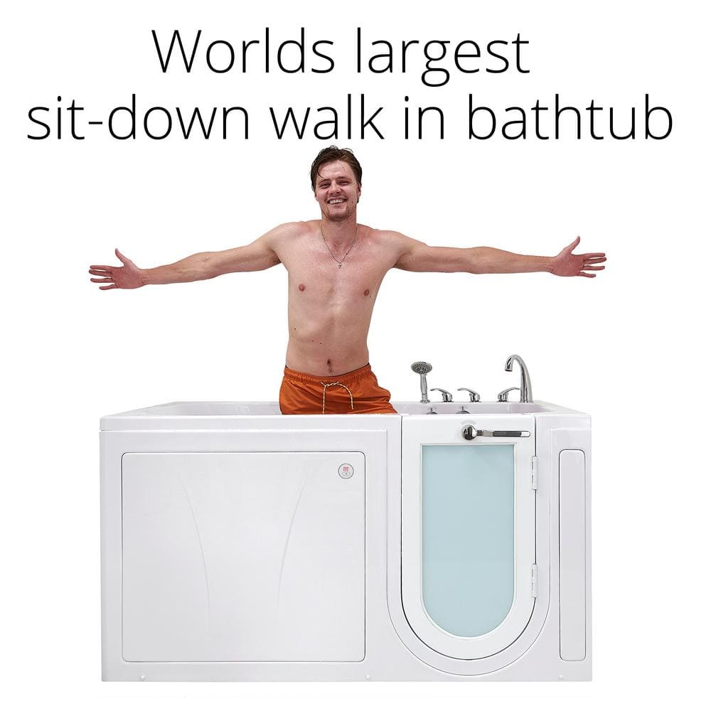 72'' x 36'' White Acrylic Walk-In Bathtub with Hydro Massage