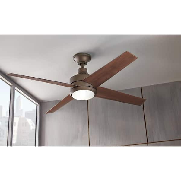 Home Decorators Collection Mercer 52 in. Integrated LED Indoor Oil-Rubbed Bronze Ceiling Fan with Light Kit and Remote Control